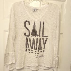 Atlantis resort white mesh long sleeve tee shirt. 100% cotton.